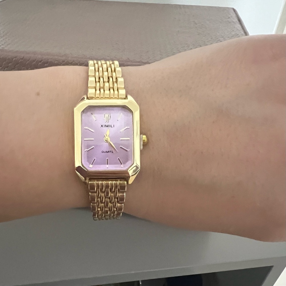 Ximili Gold-Tone Bracelet Watch with Pink Dial - Picture 4 of 12